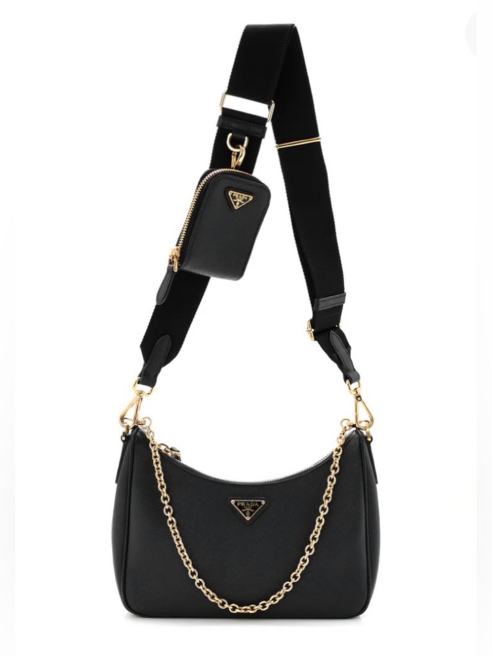 Prada Saffiano Leather Lux Re-Edition 2005 Shoulder Bag Black